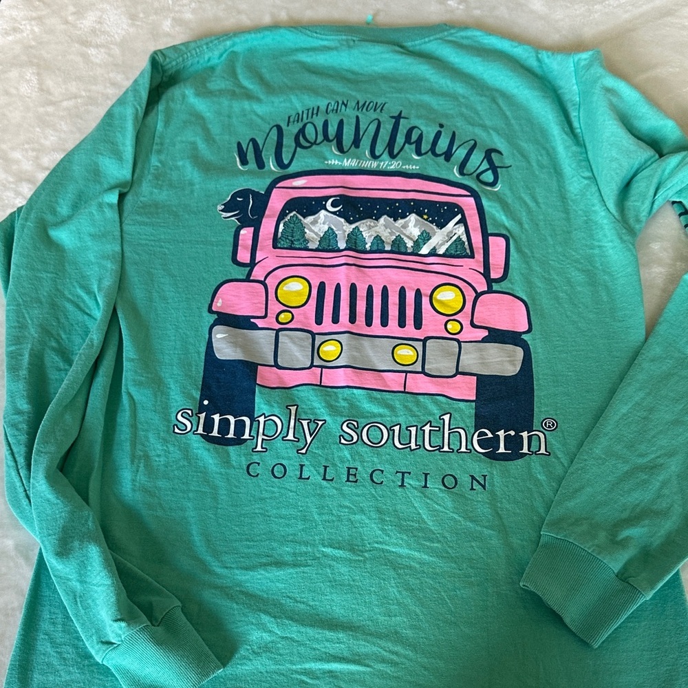 Simply Southern Faith Can Move Mountains Long Sleeve Tee NWOT - Picture 5 of 7
